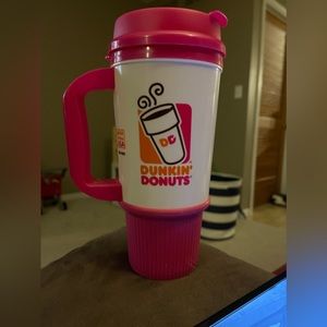 Dunkin' Donuts Travel Cup  Plastic Pink Coffee Mug Lid 2014 Whirley 24 Oz.